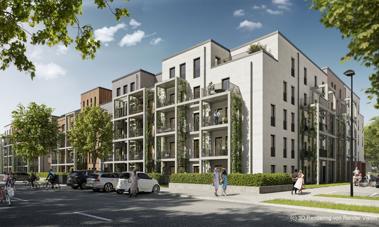 Wohnquartier in Holzhybridbauweise – Arche Noah Quartier (3D-Visualisierung)